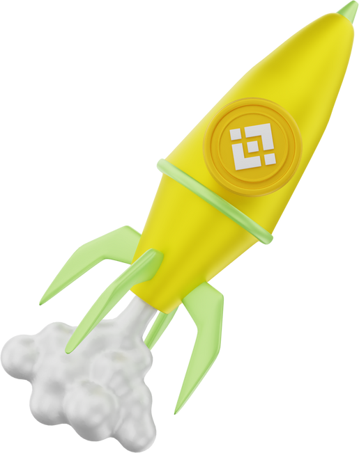 3d rendering of the binance crypto coin rising on a rocket